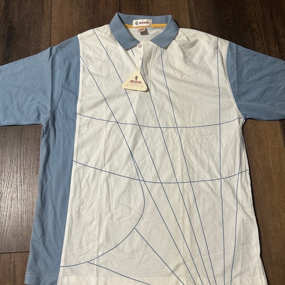 Antigua Other - NWT Antigua Men’s Polo Shirt - Blue & White Geometric Pattern